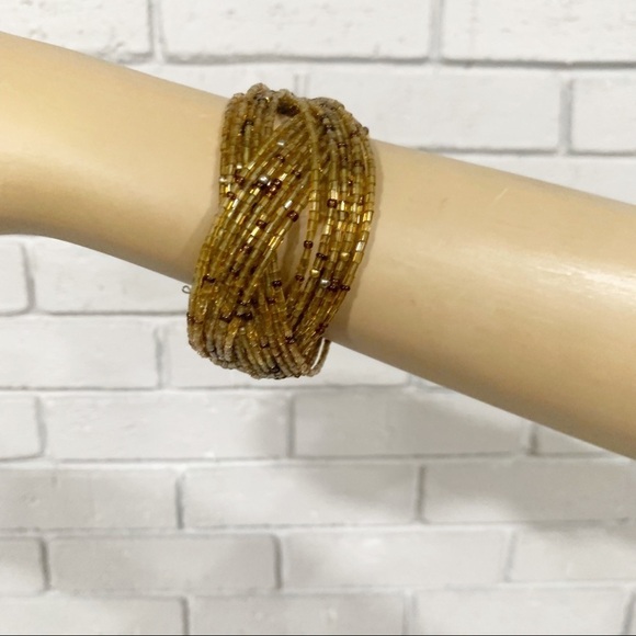 Beaded Crossover Cuff Bracelet - Picture 7 of 8